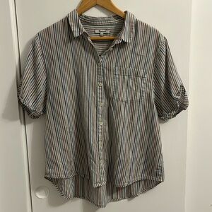 Madewell Womens Top Striped Button Down Multicolor Size L Pre-Owned